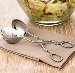 Pratik Makas Şeklinde Salata Servis Maşası Gümüş resmi